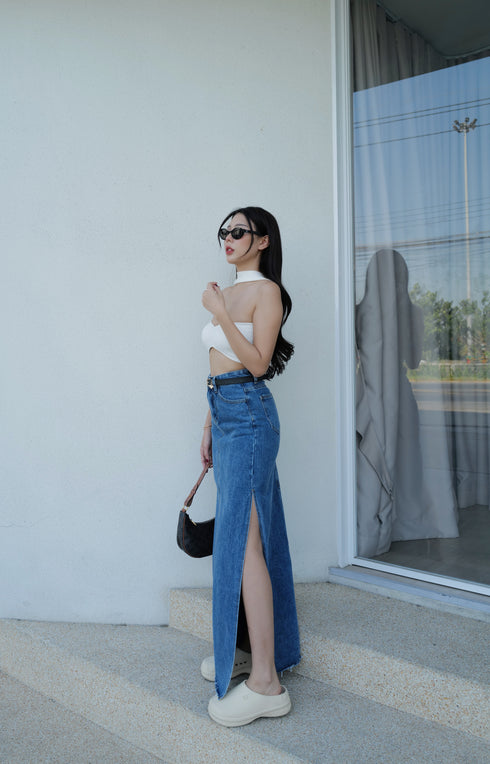 INTUON Denim Long Side Slit Skirts